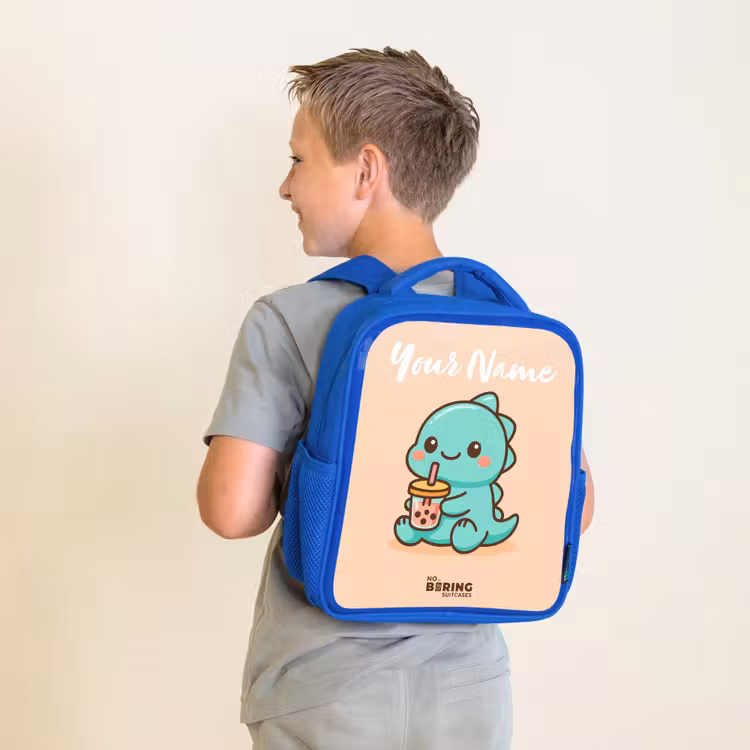 Kawai - Dino - Bubbletea Kinderrugzak - Blauw middel -sfeer2