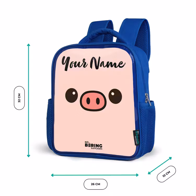 Kawai - Varken - Roze Kinderrugzak - Blauw middel -productfoto_formaten