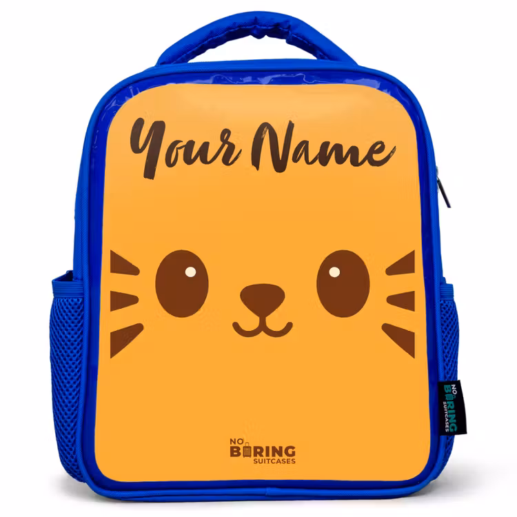 Kawai - Tijger - Oranje Kinderrugzak - Blauw middel -3d