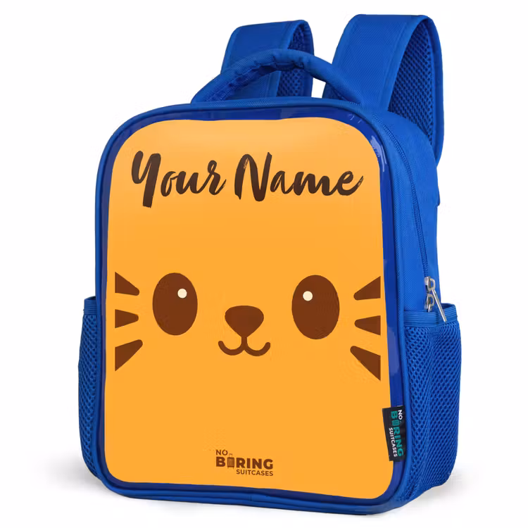 Kawai - Tijger - Oranje Kinderrugzak - Blauw middel -schuin