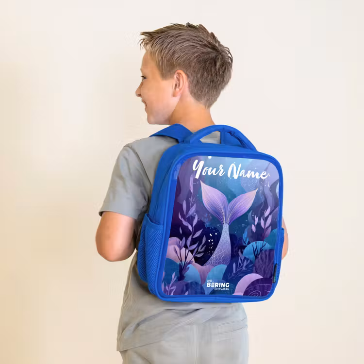 Zeemeermin - Onderwater - Paars - Blauw Kinderrugzak - Blauw middel -sfeer2