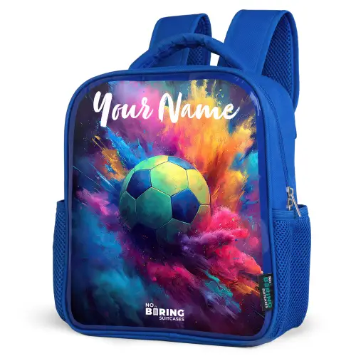 Neon - Bal - Kleurrijk Kinderrugzak - Blauw middel -schuin