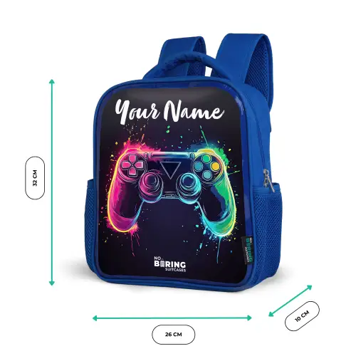 Neon - Controller - Verfspatten - Game Kinderrugzak - Blauw middel -productfoto_formaten
