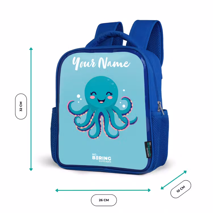 Octopus - Water - Blauw Kinderrugzak - Blauw middel -productfoto_formaten
