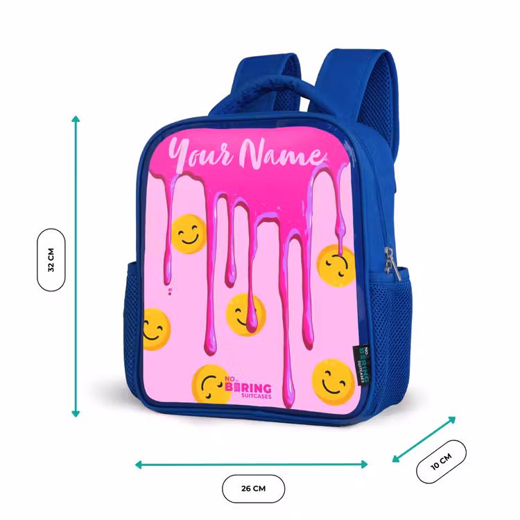 Verf - Smiley - Roze Kinderrugzak - Blauw middel -productfoto_formaten