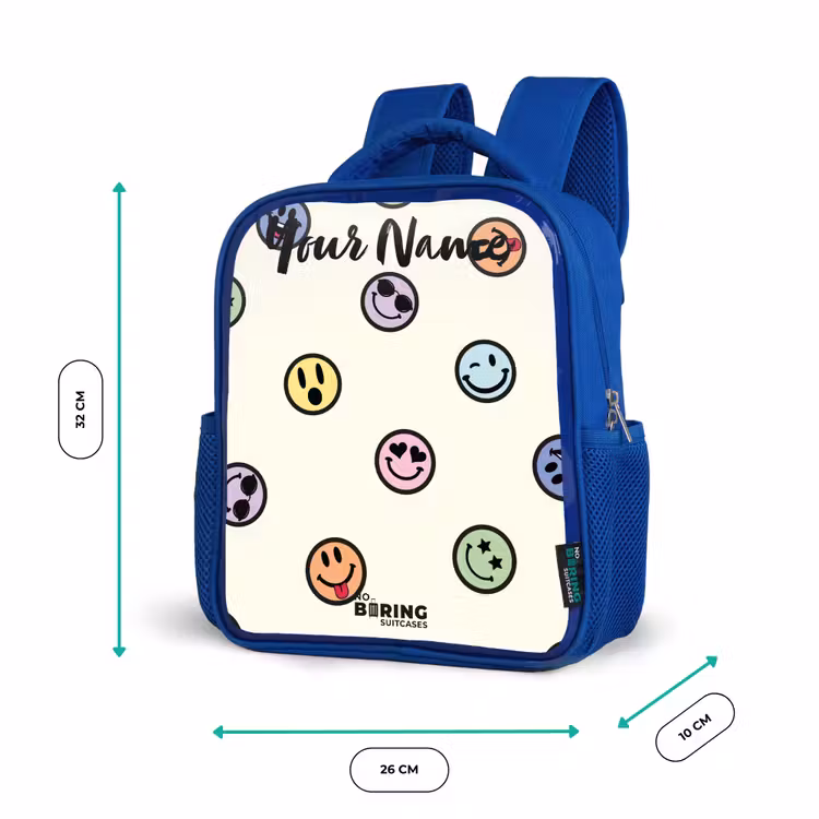 Speelse smiley-mix Kinderrugzak - Blauw middel -productfoto_formaten