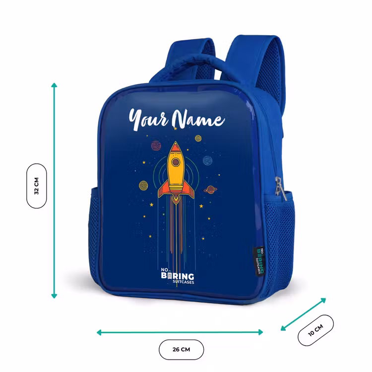 Raket - Planeten - Sterren Kinderrugzak - Blauw middel -productfoto_formaten