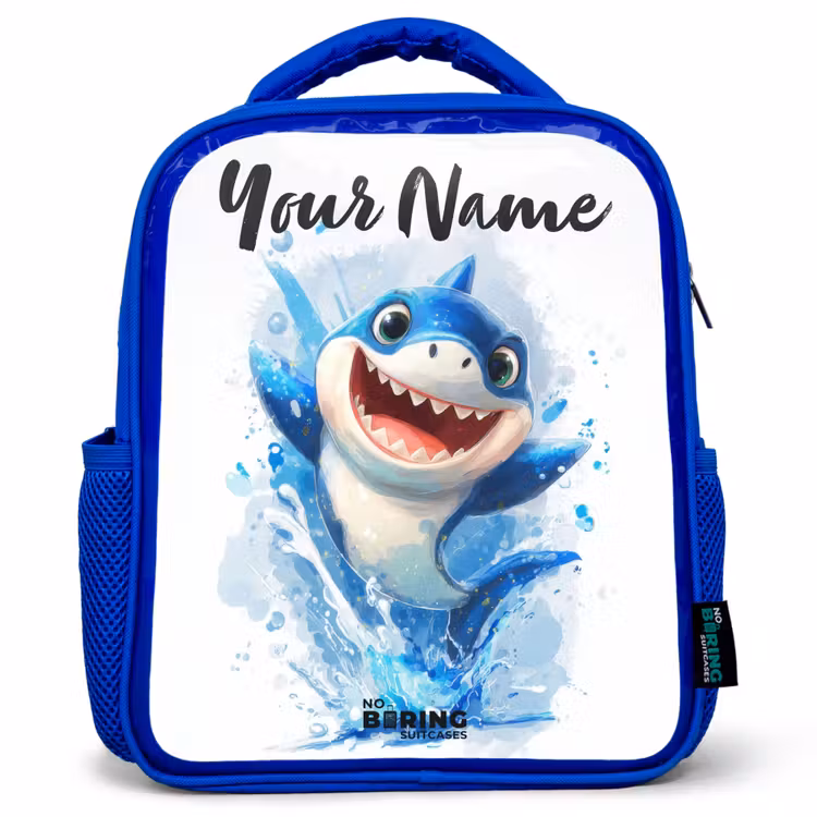 Haai - Tanden - Water Kinderrugzak - Blauw middel -3d