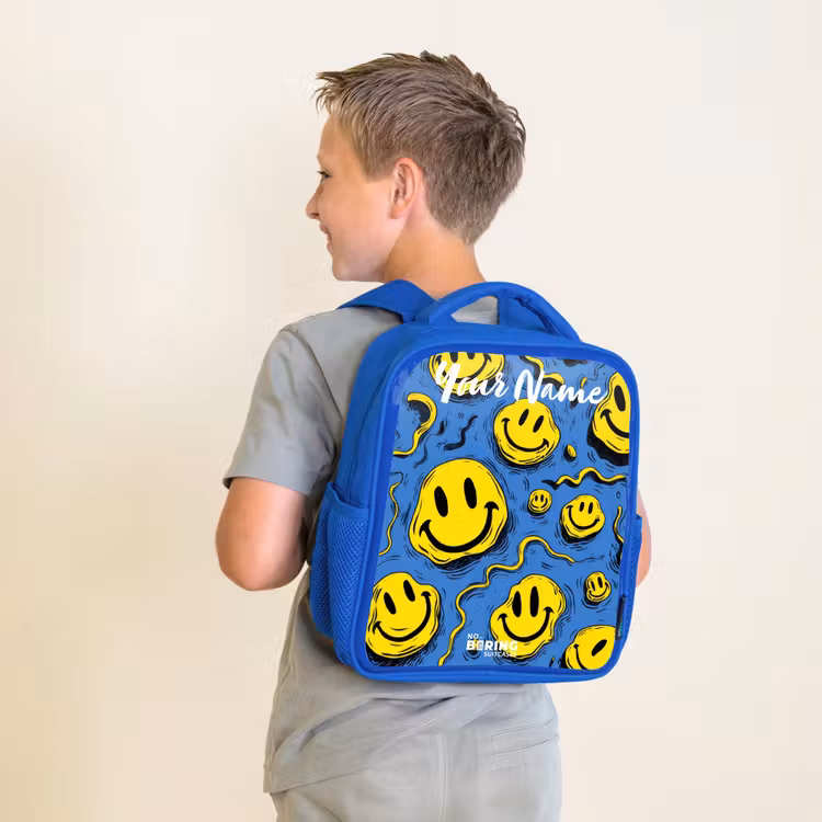 Smiley - Blauw - Geel Kinderrugzak - Blauw middel -sfeer2