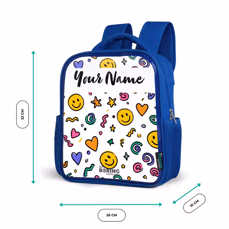 Smiley - Hartje - Ster Kinderrugzak - Blauw middel -productfoto_formaten