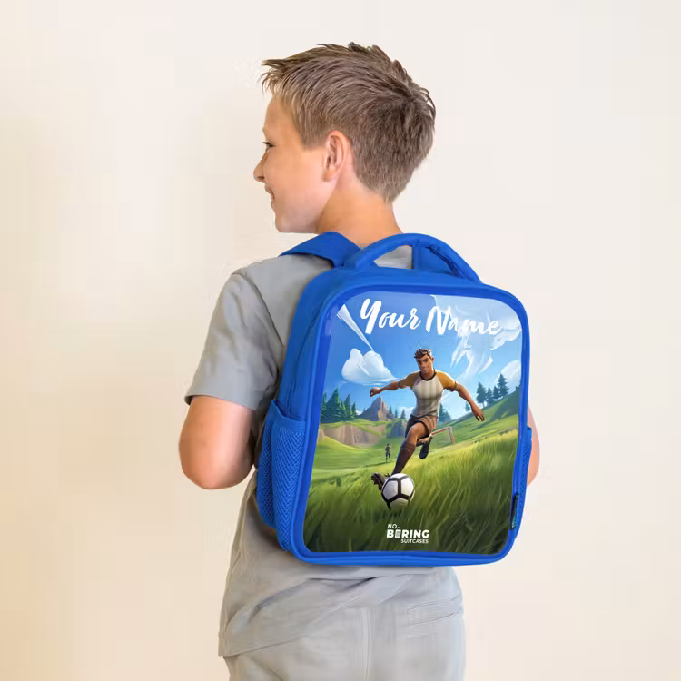 Voetbal - Jongen - Goal - Voetbaltenue Kinderrugzak - Blauw middel -sfeer2