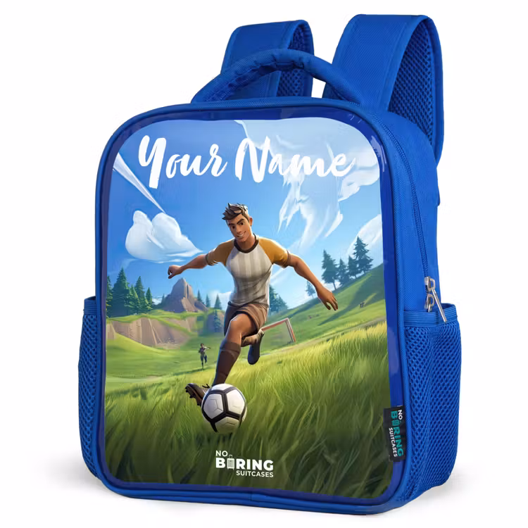 Voetbal - Jongen - Goal - Voetbaltenue Kinderrugzak - Blauw middel -schuin