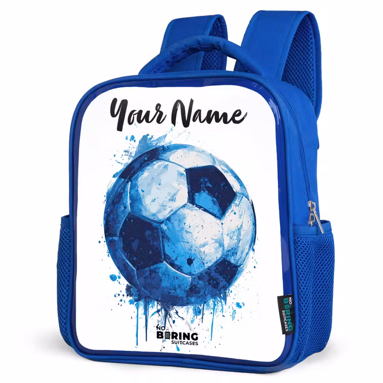 Voetbalvibes - Inktspatten - Blauw Kinderrugzak - Blauw middel -schuin