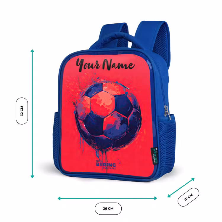 Voetbalvibes - Verf - Blauw - Rood Kinderrugzak - Blauw middel -productfoto_formaten