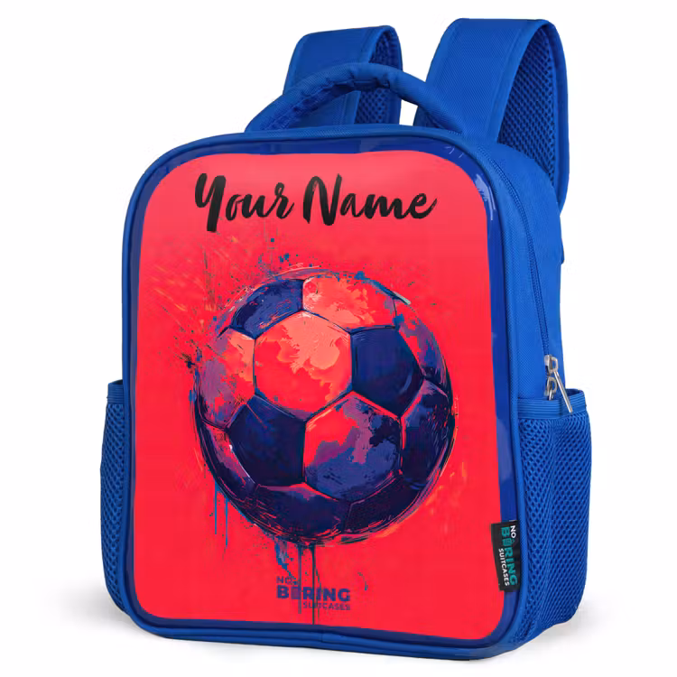 Voetbalvibes - Verf - Blauw - Rood Kinderrugzak - Blauw middel -schuin