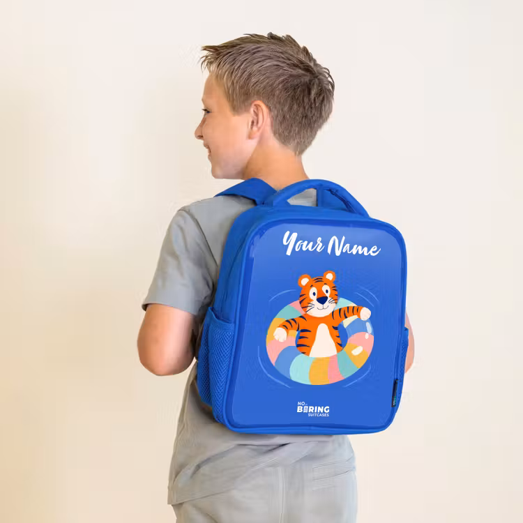Tijger - Zwemband - Water Kinderrugzak - Blauw middel -sfeer2