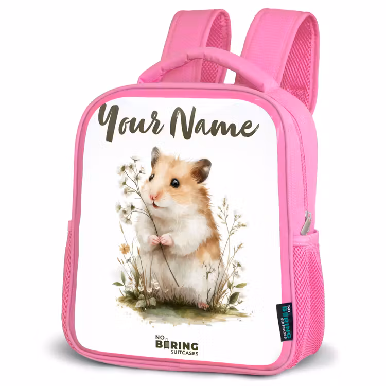 Dier - Natuur - Hamster Kinderrugzak - Roze middel -schuin