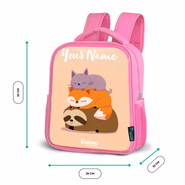 Dieren - Slapen - Samen Kinderrugzak - Roze middel -productfoto_formaten