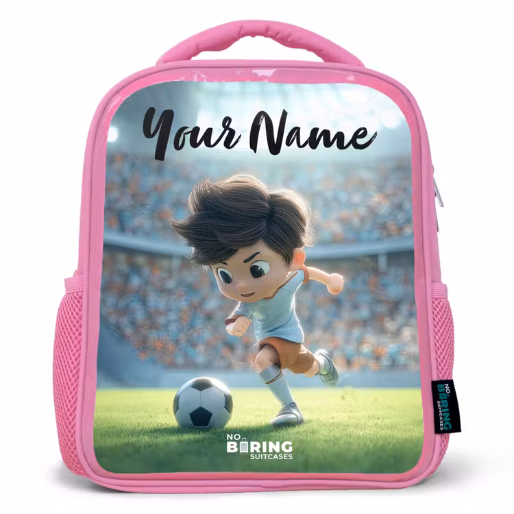 Jongen - Voetbal - Stadion - Zonlicht Kinderrugzak - Roze middel -3d