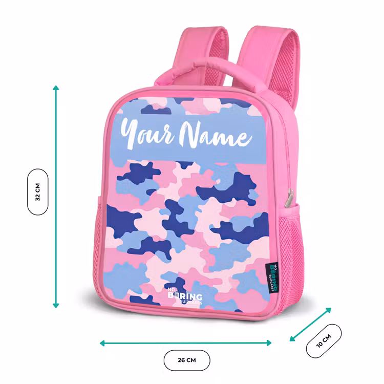 Camouflage - Roze - Blauw Kinderrugzak - Roze middel -productfoto_formaten