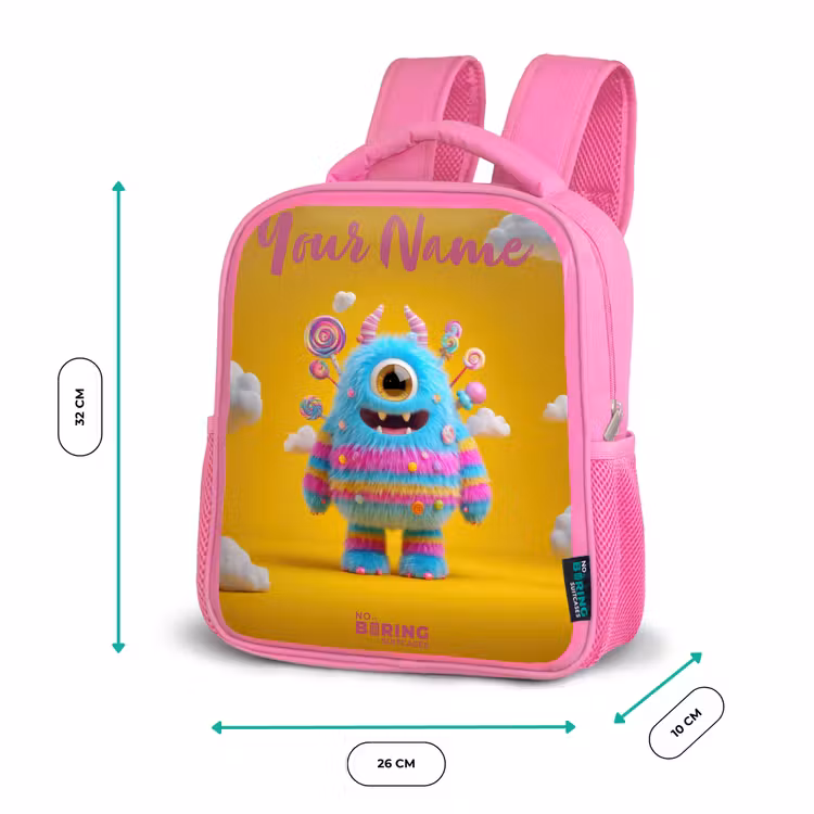 Snoep - Monster - Regenboog Kinderrugzak - Roze middel -productfoto_formaten