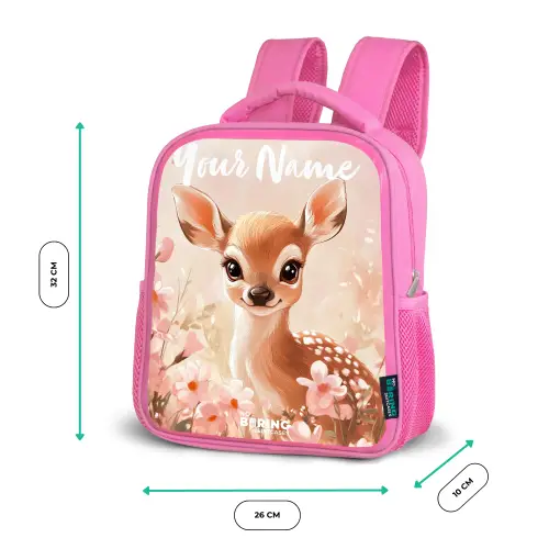 Hertje - Bloemen - Stippen - Roze Kinderrugzak - Roze middel -productfoto_formaten