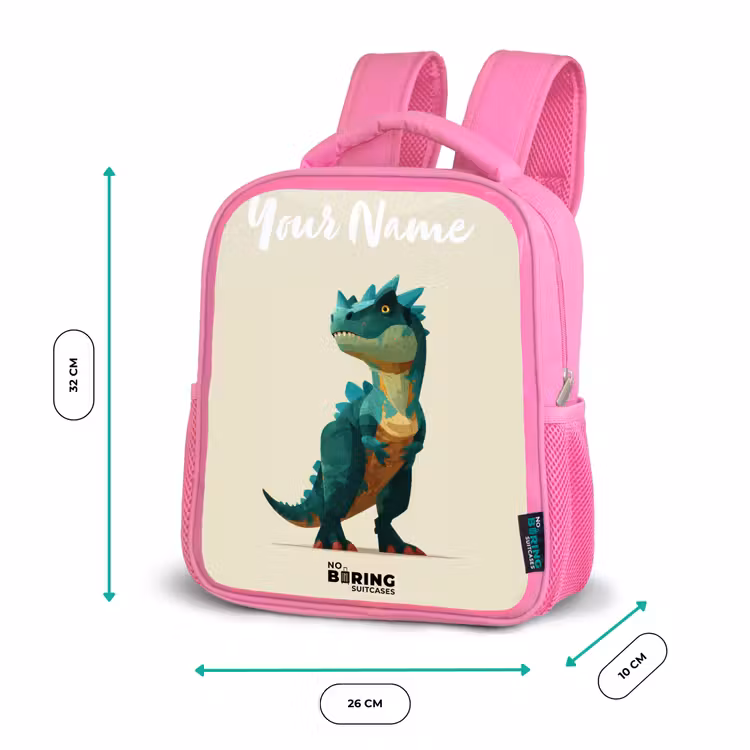 Dino - Dier - Groen Kinderrugzak - Roze middel -productfoto_formaten