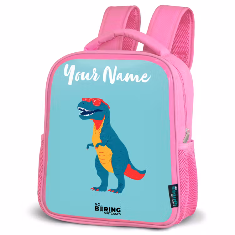 Dino - Dier - Zonnebril Kinderrugzak - Roze middel -schuin