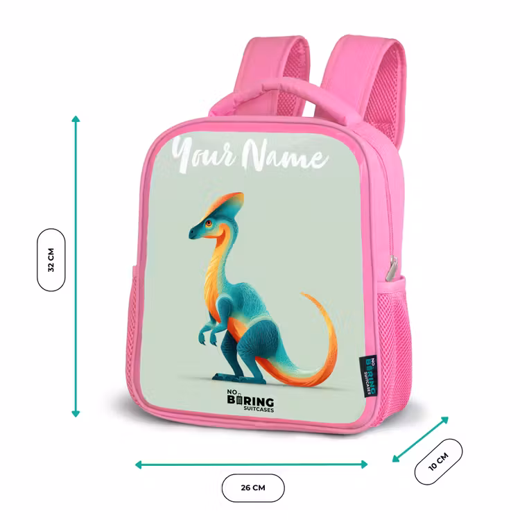 Dino - Blauw - Dier Kinderrugzak - Roze middel -productfoto_formaten