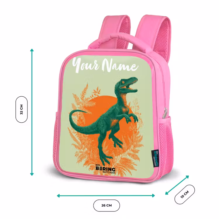 Dino - Natuur - Groen Kinderrugzak - Roze middel -productfoto_formaten