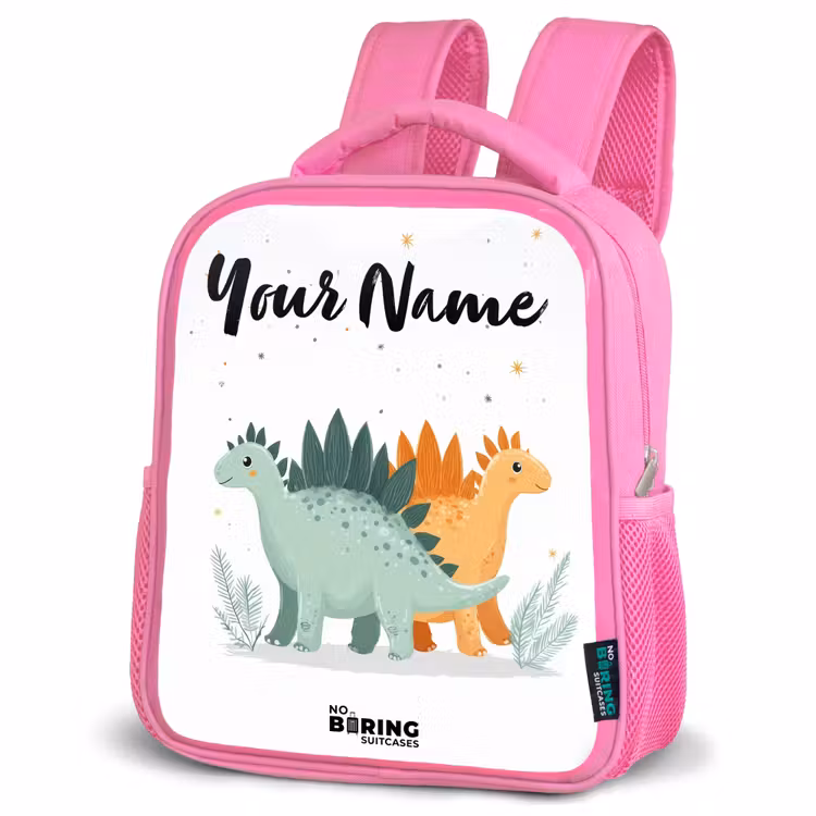 Dinos - Dieren - Sterren Kinderrugzak - Roze middel -schuin