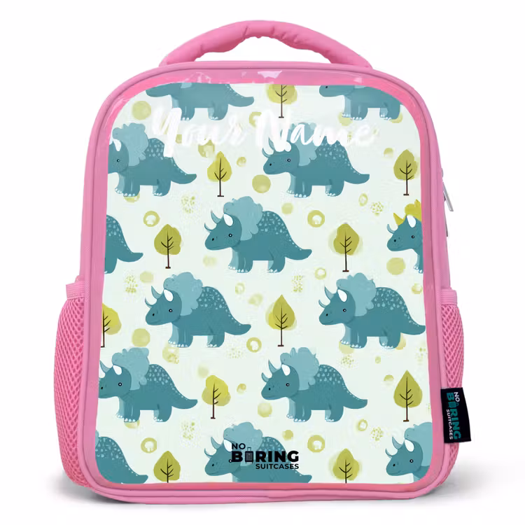 Dinos - Patroon - Natuur Kinderrugzak - Roze middel -3d
