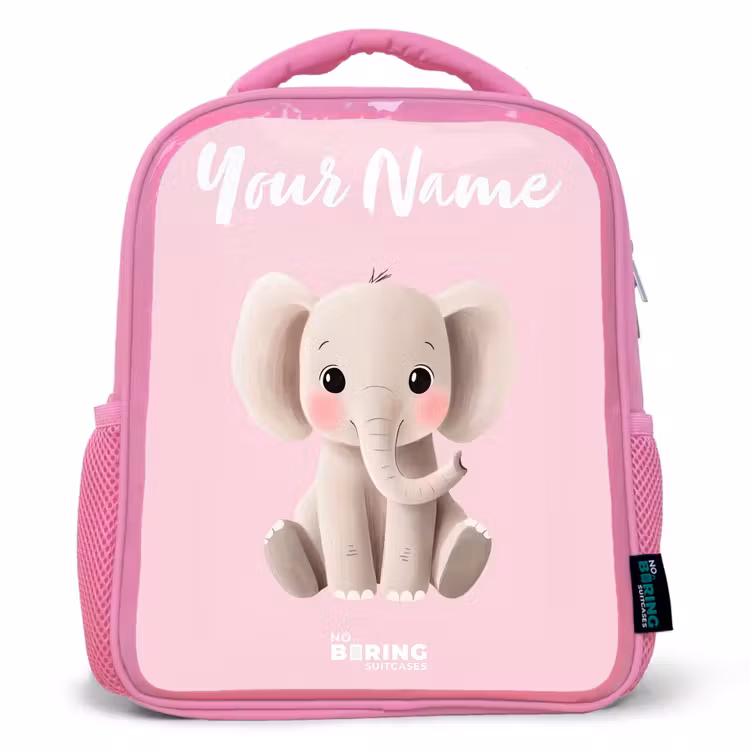 Olifant - Grijs - Baby - Slurf Kinderrugzak - Roze middel -3d