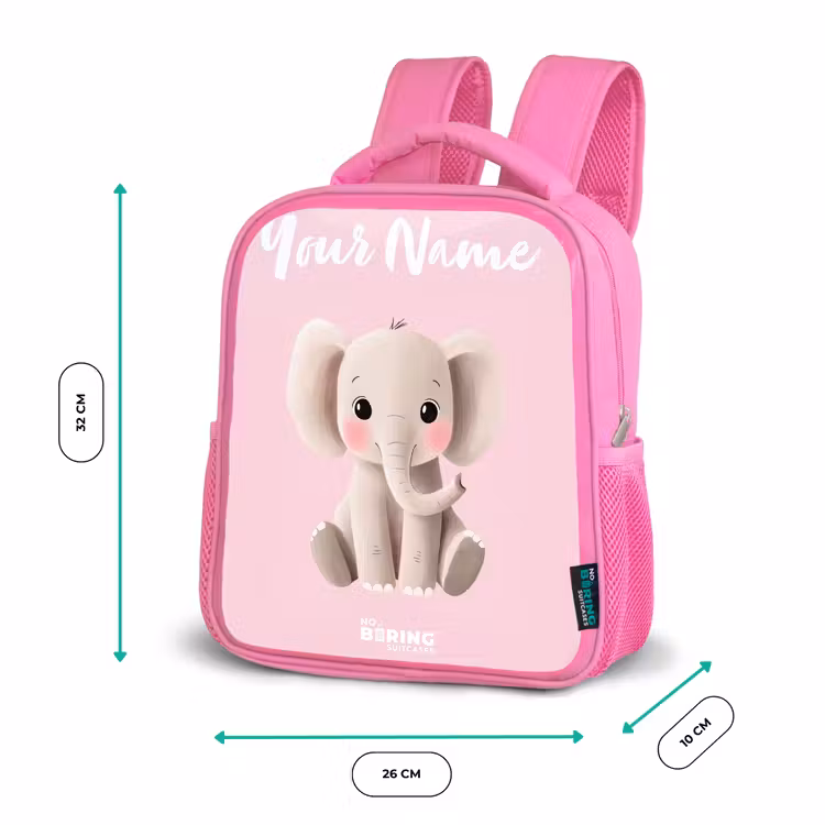 Olifant - Grijs - Baby - Slurf Kinderrugzak - Roze middel -productfoto_formaten