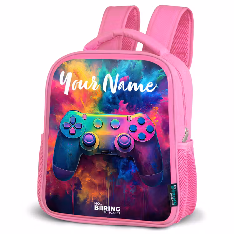 Game - Controller - Kleurrijk - Explosie Kinderrugzak - Roze middel -schuin