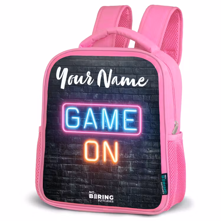 Game - Neon - Muur Kinderrugzak - Roze middel -schuin
