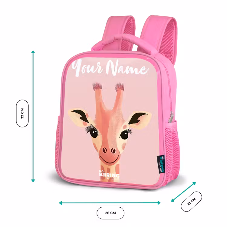 Giraffe - Wimpers - Minimalistisch - Roze Kinderrugzak - Roze middel -productfoto_formaten