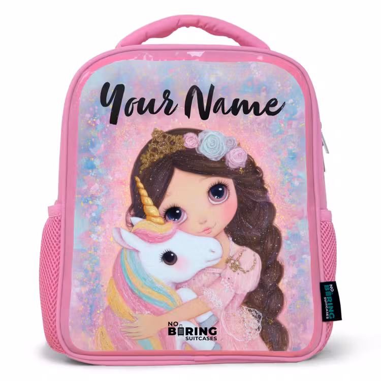 Meisje - Eenhoorn - Glitter Kinderrugzak - Roze middel -3d