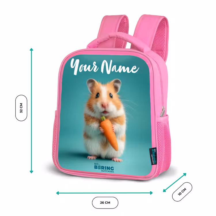 Hamster - Wortel - Dier Kinderrugzak - Roze middel -productfoto_formaten
