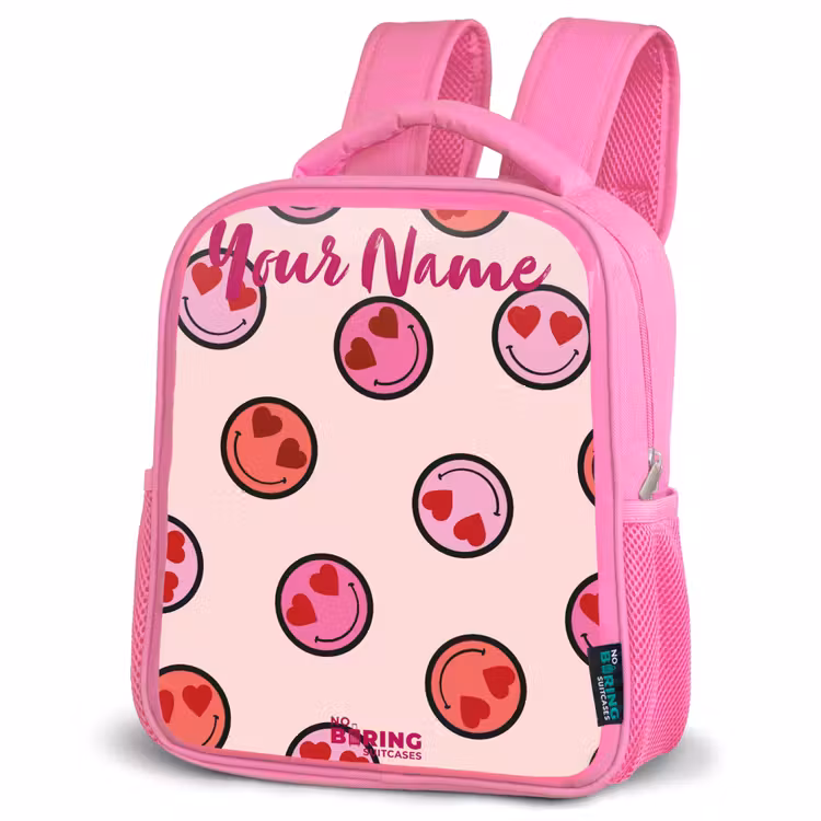 Hartje - Smiley - Patroon Kinderrugzak - Roze middel -schuin