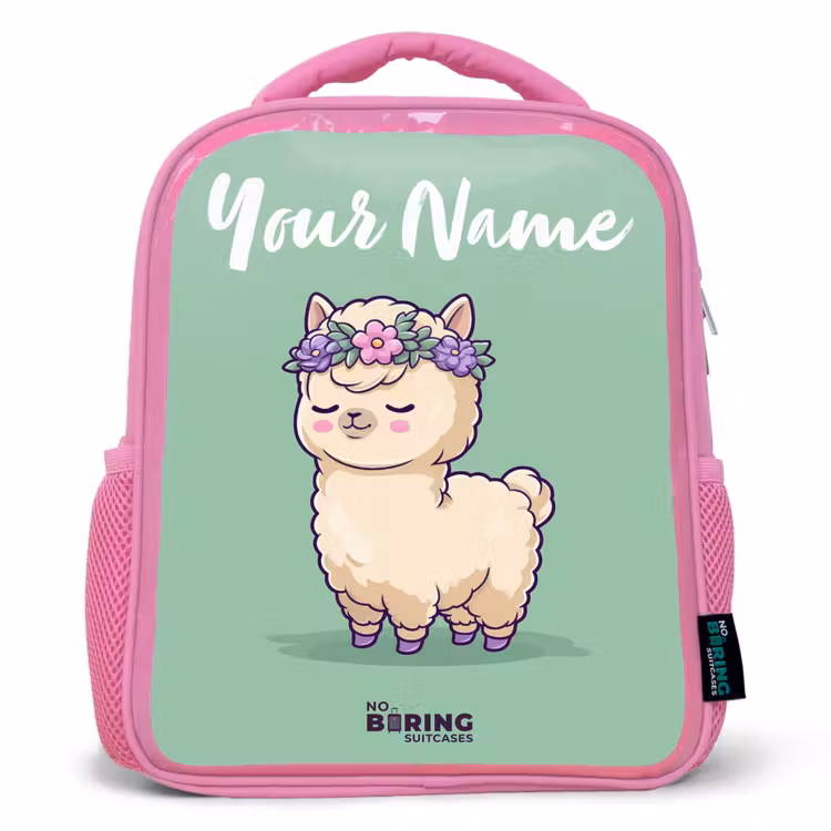 Kawai - Alpaca - Groen Kinderrugzak - Roze middel -3d