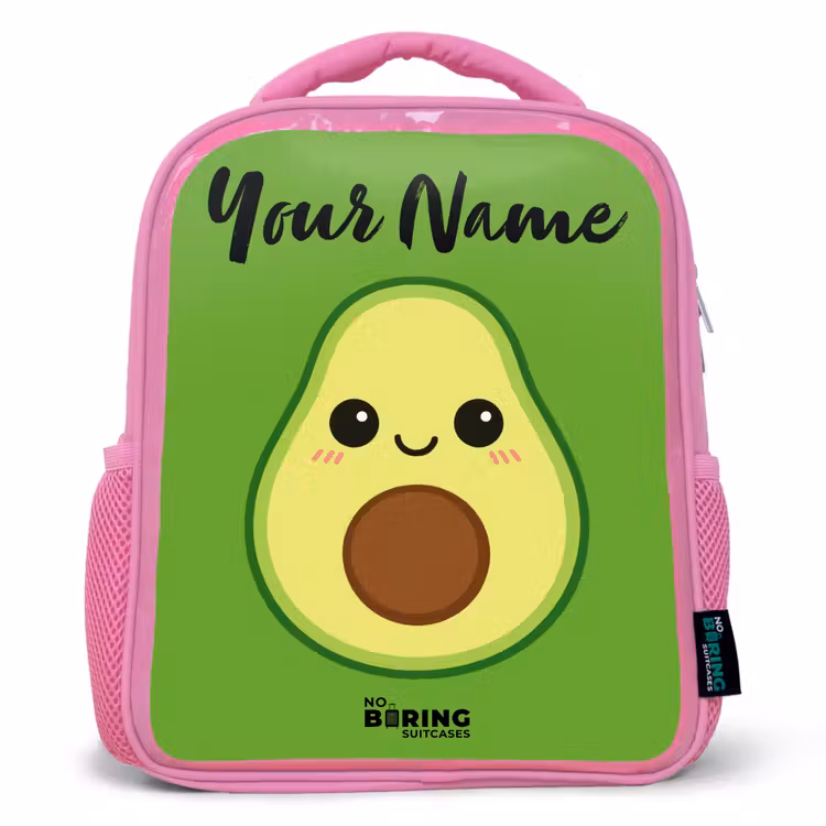 Kawai - Avocado - Groen Kinderrugzak - Roze middel -3d