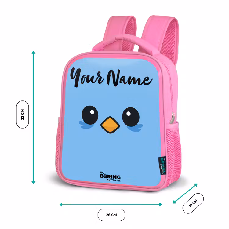 Kawai - Vogel - Blauw Kinderrugzak - Roze middel -productfoto_formaten