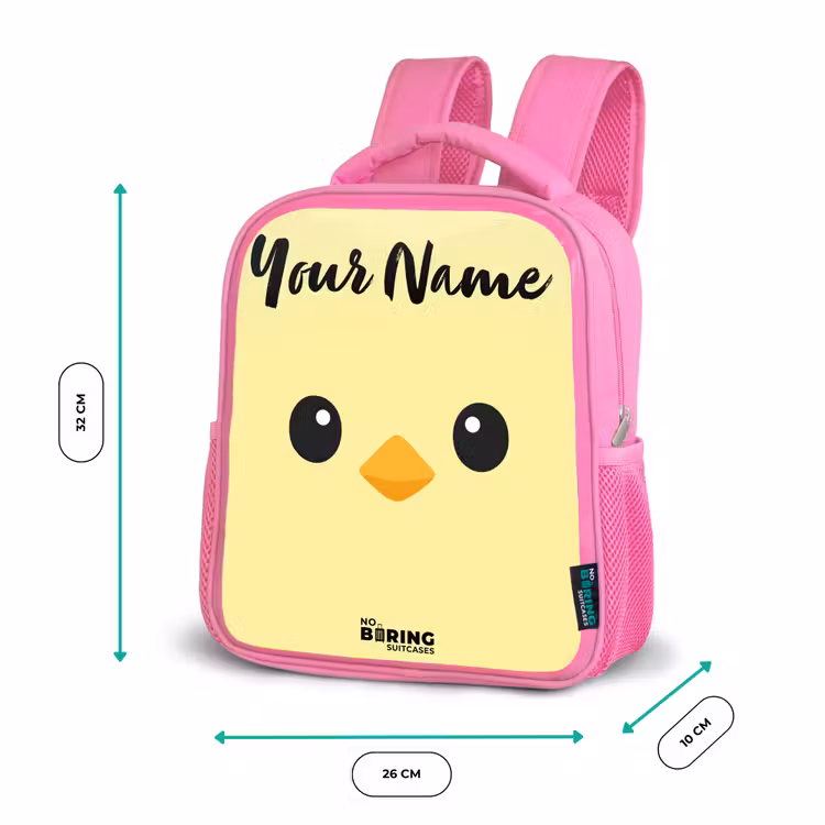 Kawai - Kuiken - Geel Kinderrugzak - Roze middel -productfoto_formaten