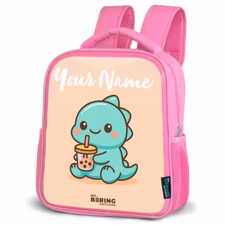 Kawai - Dino - Bubbletea Kinderrugzak - Roze middel -schuin