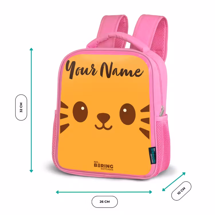Kawai - Tijger - Oranje Kinderrugzak - Roze middel -productfoto_formaten