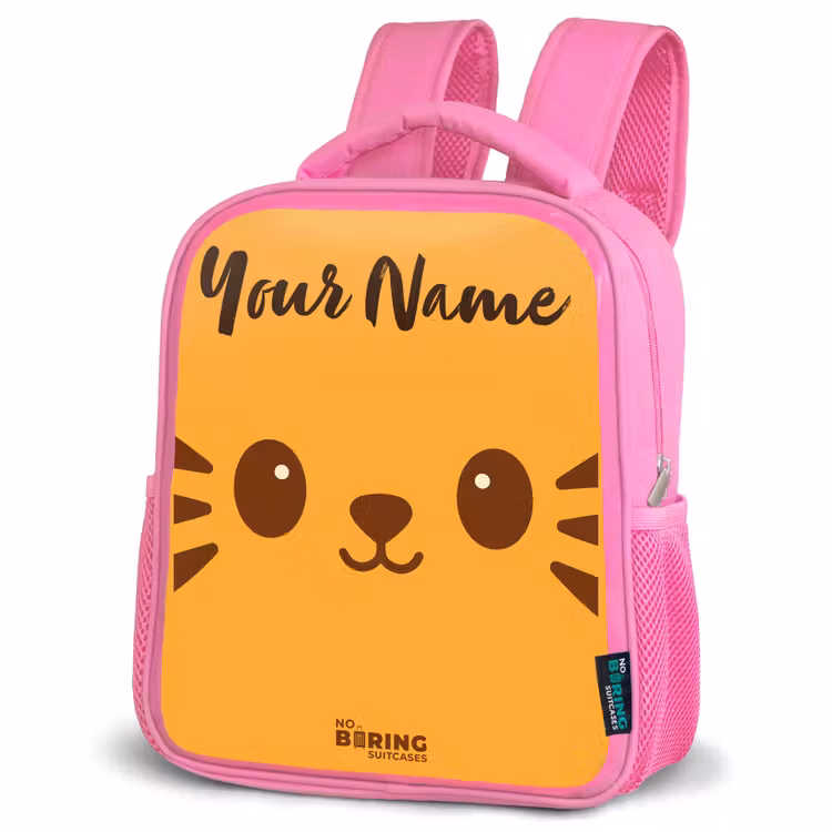 Kawai - Tijger - Oranje Kinderrugzak - Roze middel -schuin
