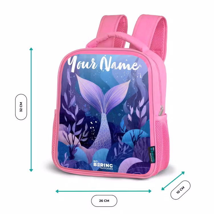 Zeemeermin - Onderwater - Paars - Blauw Kinderrugzak - Roze middel -productfoto_formaten