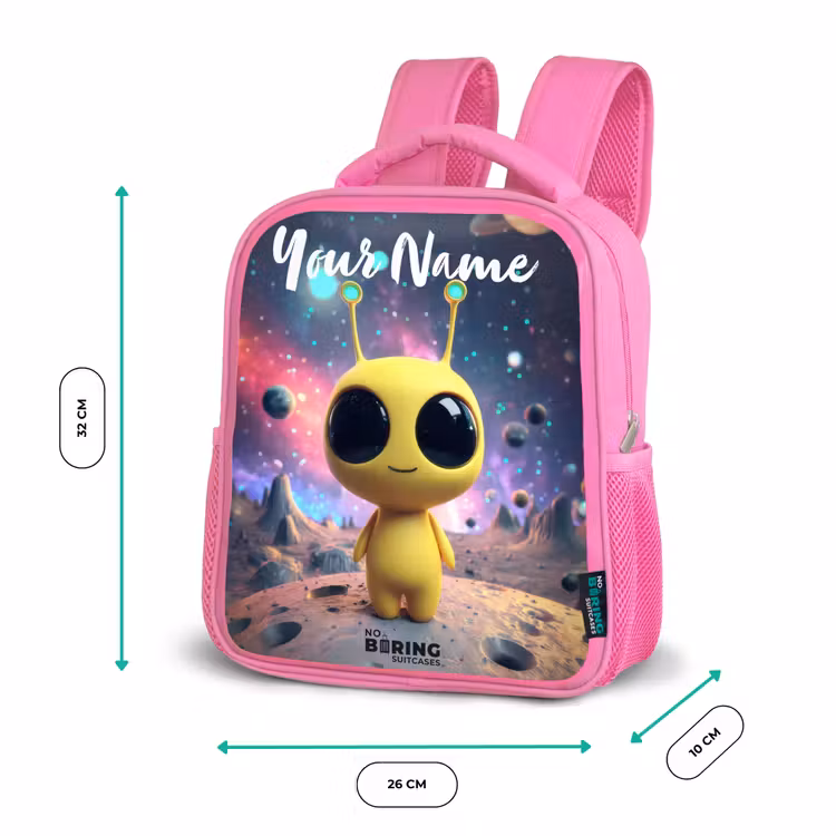 Vrolijk buitenaards wezentje Kinderrugzak - Roze middel -productfoto_formaten