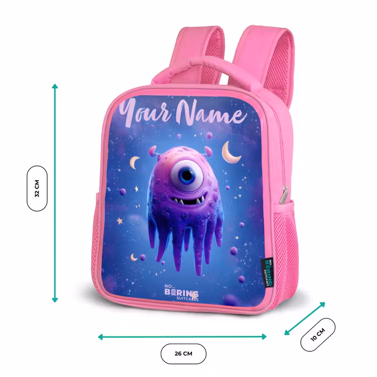 Vrolijk paarsoog in de ruimte Kinderrugzak - Roze middel -productfoto_formaten